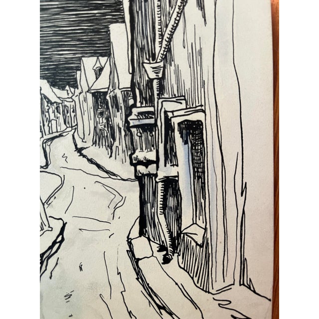 Illustration Late 20th Century Street Scene Drawing For Sale - Image 3 of 3