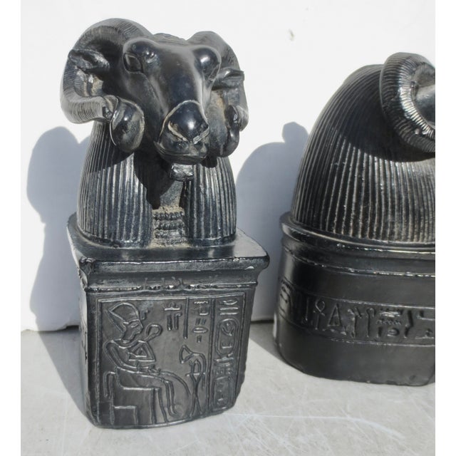Stone & Resin Amun-Ra Egyptian Bookends Metropolitan Museum of Art - A Pair of 2 For Sale - Image 4 of 11
