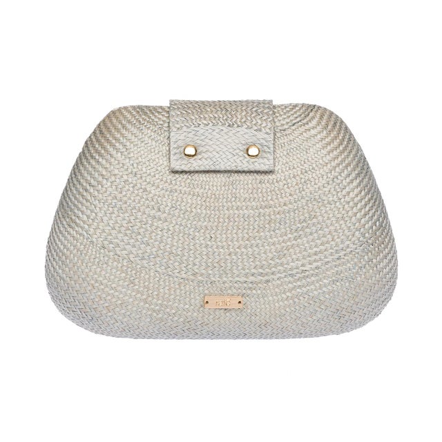 Contemporary Tamu Bean Clutch in Light Grey For Sale - Image 3 of 8