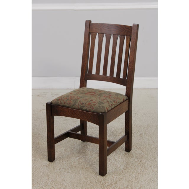 Brown Set of 8 Stickley Mission Oak Dining Room Chairs For Sale - Image 8 of 18