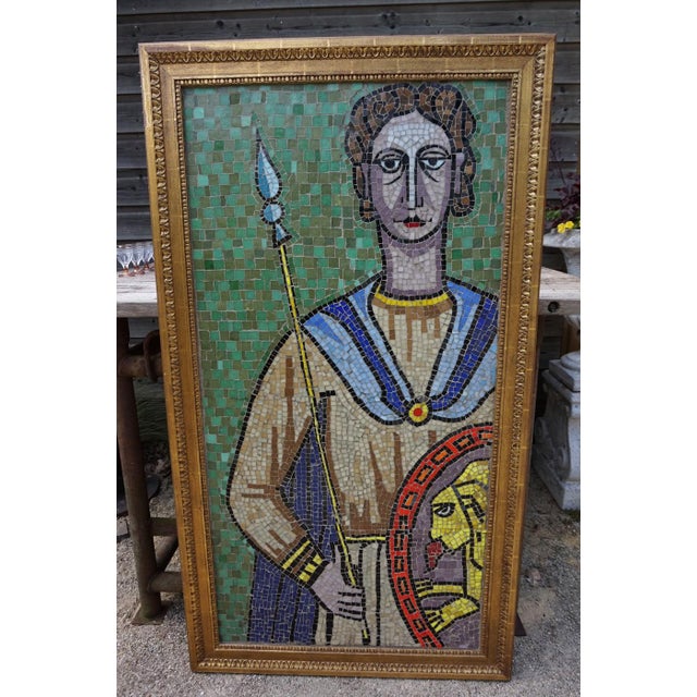 Large Framed Ceramic Mosaic Artwork of Roman Warrior, 1960s For Sale - Image 9 of 9
