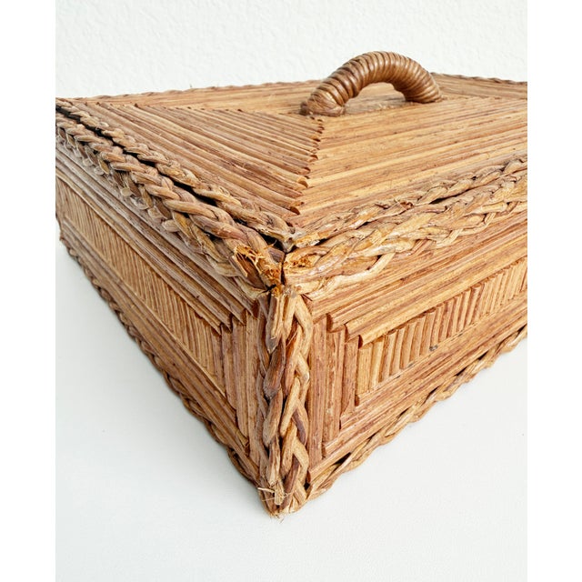 Rustic Handmade Bamboo & Braided Seagrass Box For Sale - Image 3 of 17