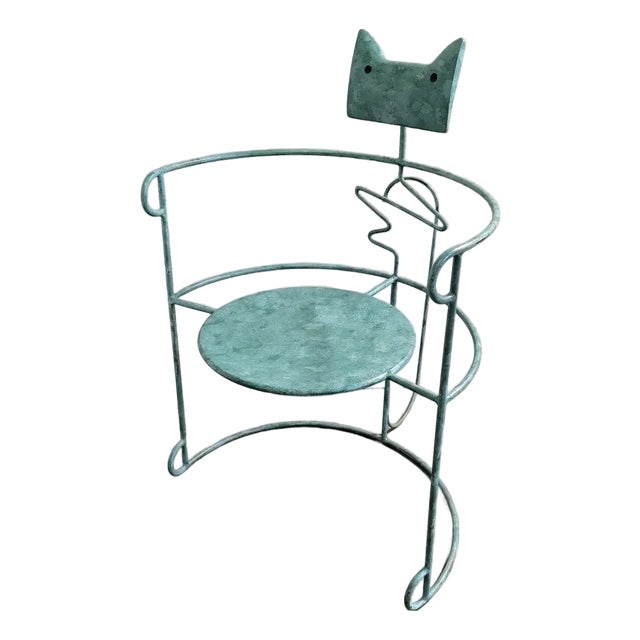 Rare Postmodern Stéphane Rondel “Cat Chair,” 1980s, Metal For Sale