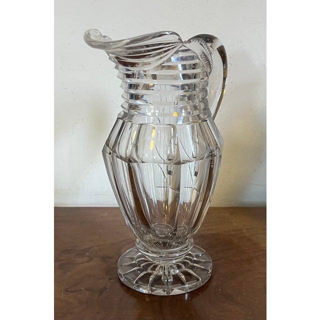 Large Antique Early 19th Century George III Anglo Irish Cut Crystal Glass Wine Ewer or Water Pitcher For Sale - Image 11 of 13