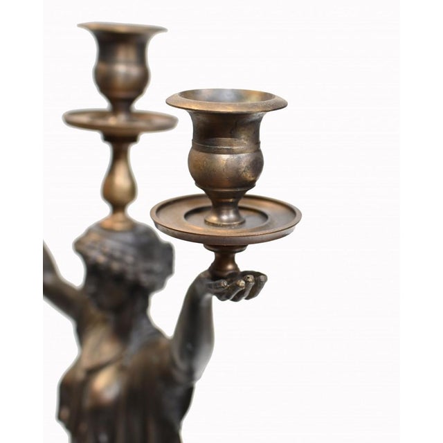 Metal Empire Bronze Candleholders, Set of 2 For Sale - Image 7 of 14
