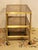 Mid Century Modern brass & glass trolley, circa 1970. 3-tier trolley or bar cart - also great as a side table. Eglomise...