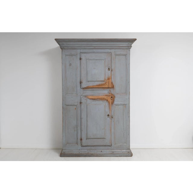Baroque Swedish Pine Painted Redwood Cabinet, 1700s For Sale - Image 5 of 16