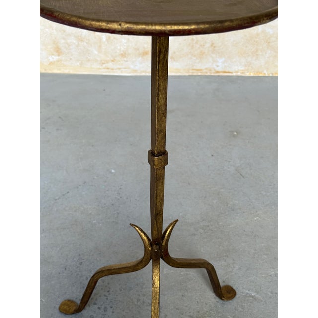 Spanish Spanish Gilt Iron Drinks Table With Pointed Stem and Tripod Base, 1950s For Sale - Image 3 of 10