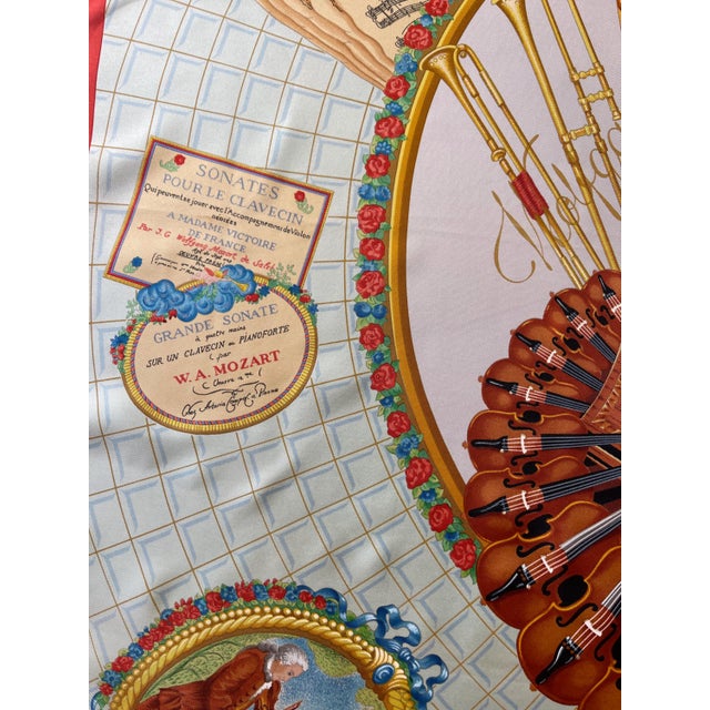 HERMÈS MOZART 1991 Silk Scarf designed by Abadie Julie For Sale - Image 9 of 13
