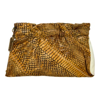 1980s Caprice Stitched Snakeskin Clutch For Sale