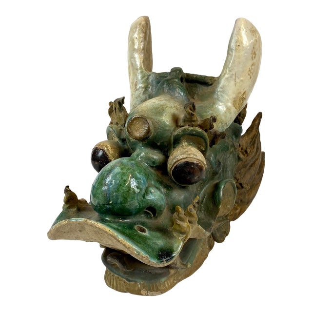 18th Century Dragon Head Roof Tile For Sale