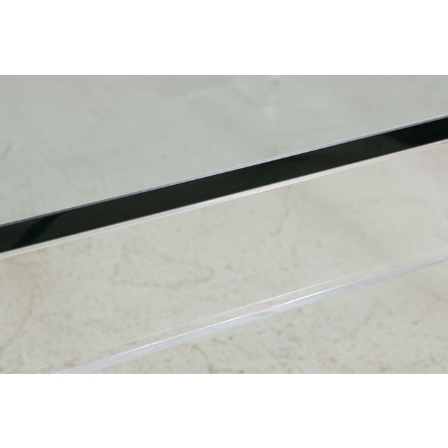 Mid Century Modern Lucite Base Glass Top Coffee Table For Sale In Philadelphia - Image 6 of 12