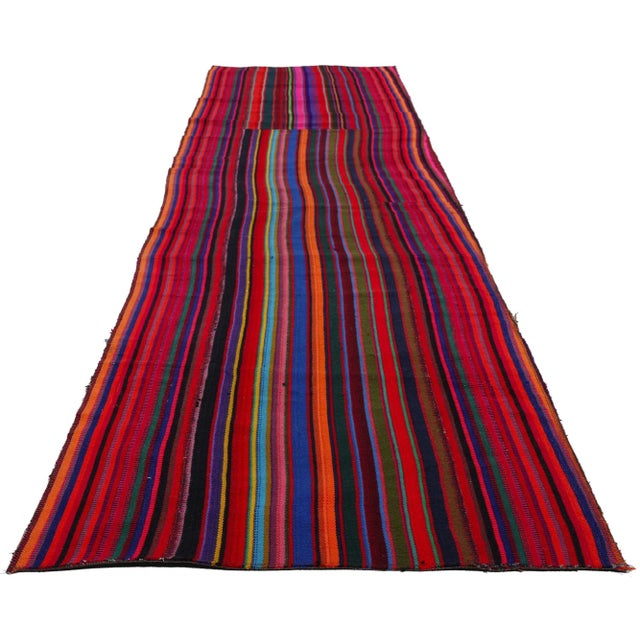Tribal Vintage Turkish Striped Kilim Rug - 02'04 X 12'07 For Sale - Image 3 of 9
