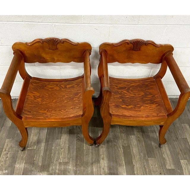 Traditional Antique Victorian Renaissance Revival Style Saddle or Sling Armchairs - Pair For Sale - Image 3 of 10