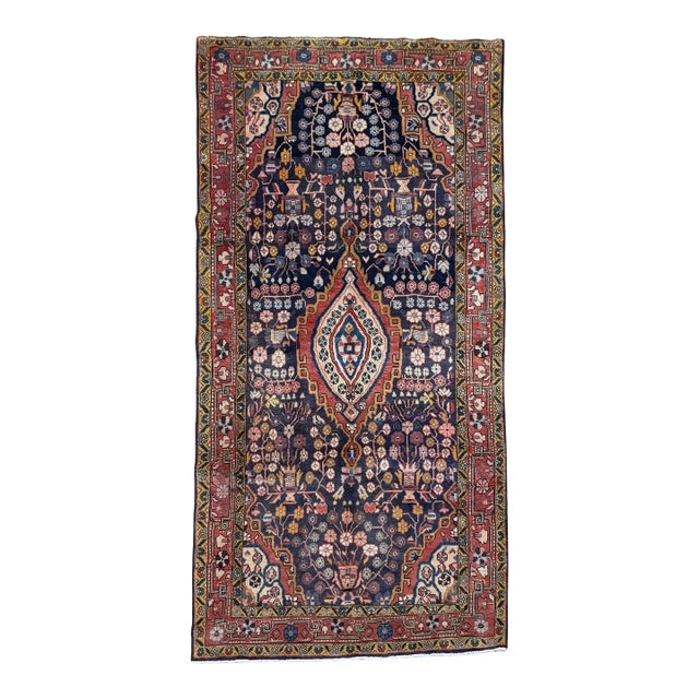 Antique Persian Sultanabad Hand-Knotted Rug 4'6" X 10'6" For Sale