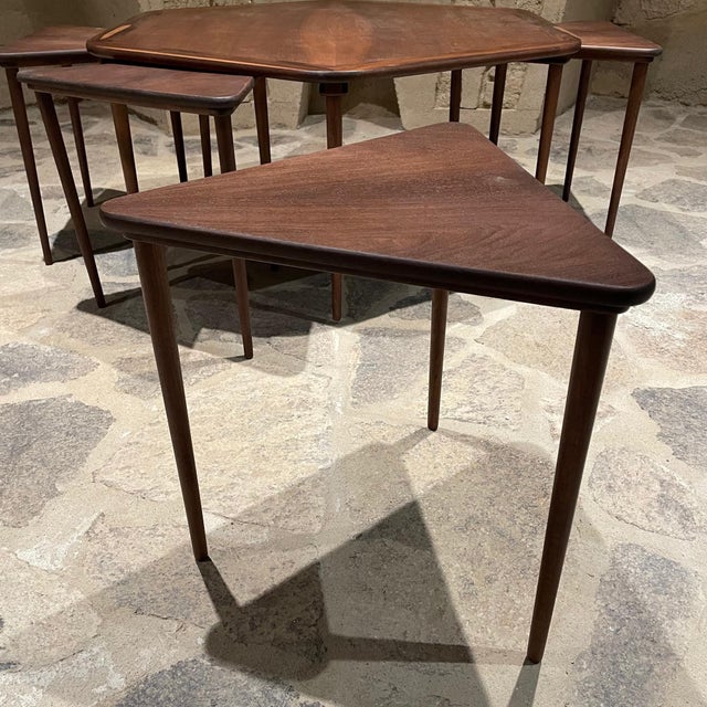1950s France & Son Rosewood Nesting Coffee Table Set -- 7 Pieces For Sale - Image 10 of 13