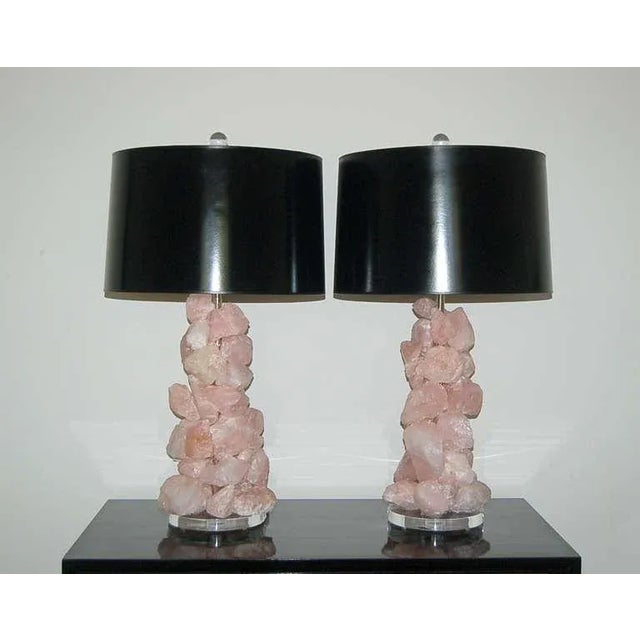 2020s Brazilian Pink Quartz Table Lamp Sculptures by Swank Lighting For Sale - Image 5 of 12