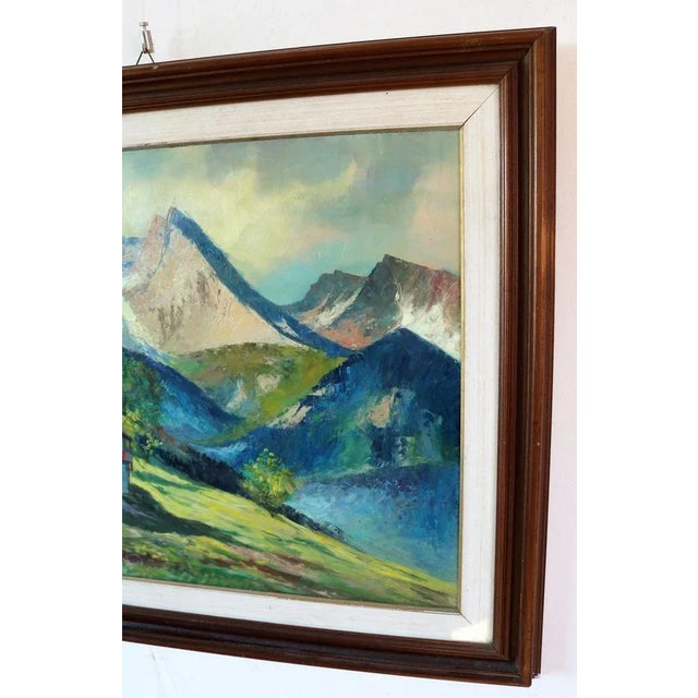 Wood Piero Leo, Mountain Landscape, 1974, Oil on Faesitis For Sale - Image 7 of 13