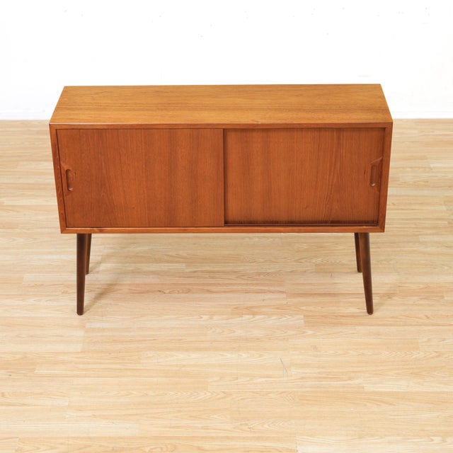 Mid Century Danish Teak Sideboard Cabinet For Sale - Image 9 of 10
