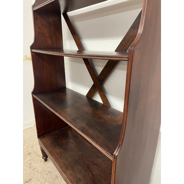 1970s Decrorative Wooden Bookcase With X-Back Support and Turned Legs For Sale - Image 12 of 12