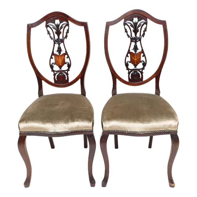 Set of Edwardian Dining Chairs in Mahogany Inlay, 1890s For Sale