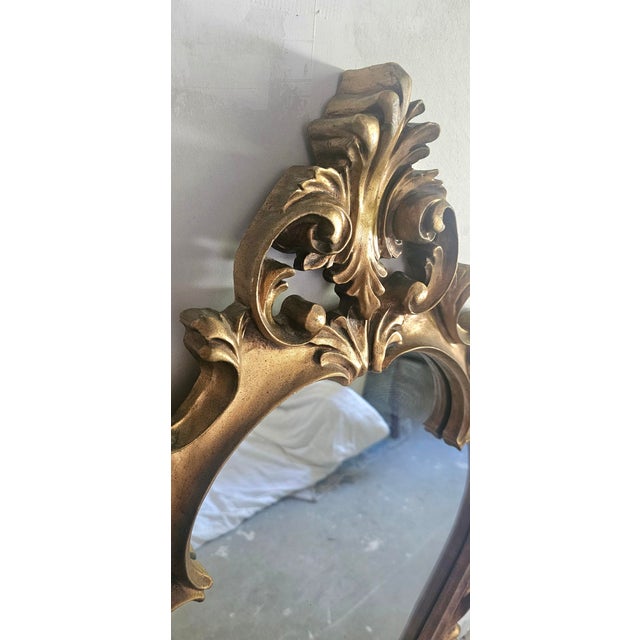 Rococo Vintage French Provincial Gilt Wood Wall Mirror For Sale - Image 3 of 10
