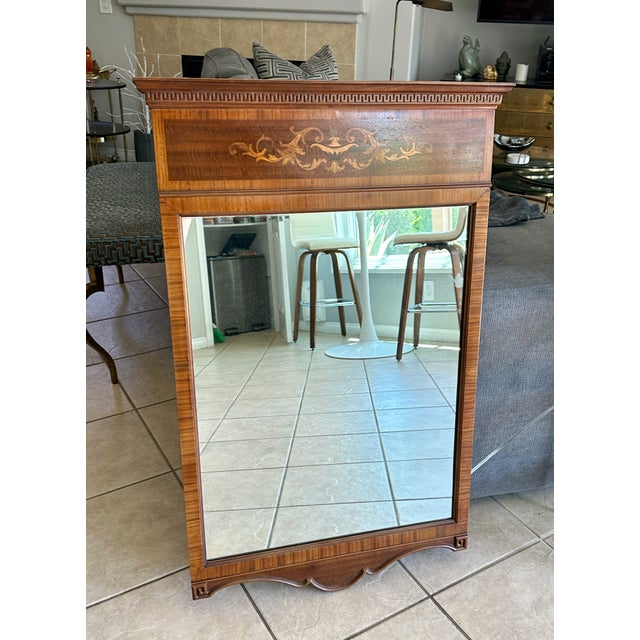 Rectangle Federal or Empire-Style Satinwood Marquetry Wall Mirror For Sale In Palm Springs - Image 6 of 16