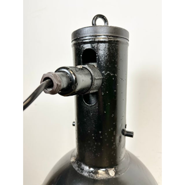 Industrial Black Enamel Factory Hanging Lamp, 1950s For Sale - Image 13 of 18