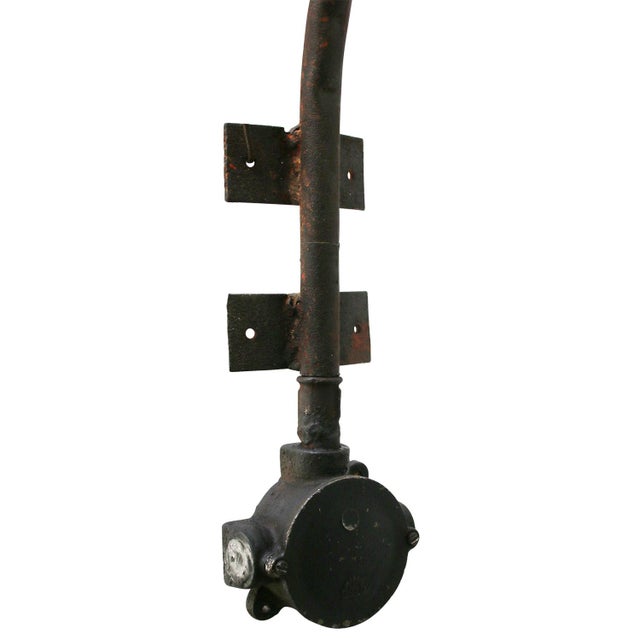 Vintage Industrial French Black Factory Wall Light in Enameled Cast Iron For Sale - Image 4 of 6