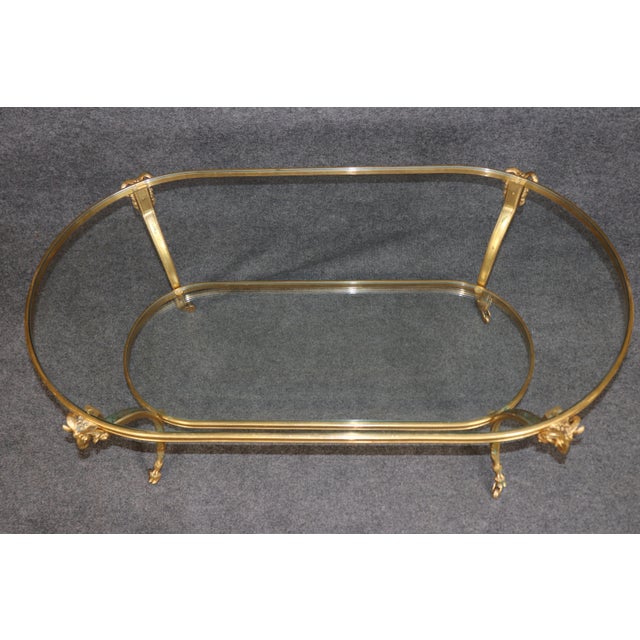 Metal 1960's Bronze Ramshead Maison Jansen Style Two Tier Coffee Table For Sale - Image 7 of 9