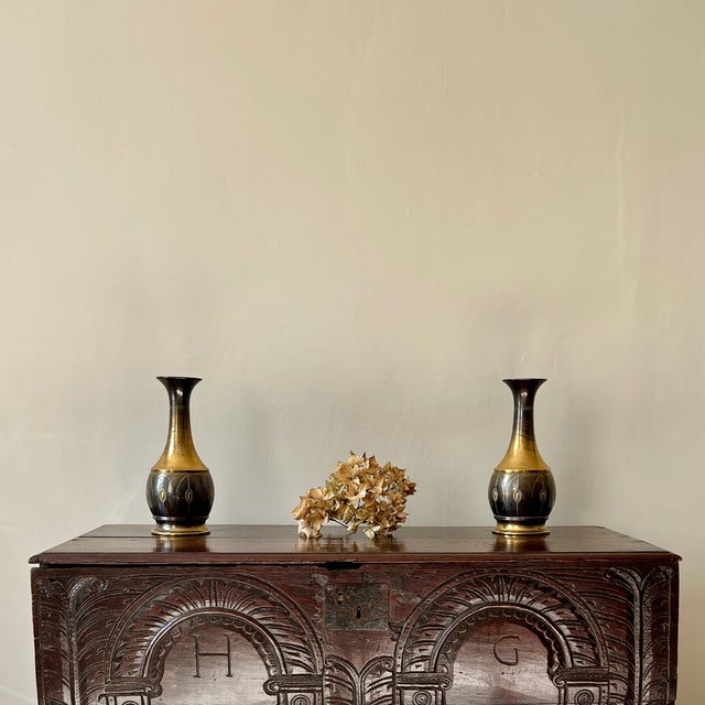 Art Deco Brass Vases from KMD Daalderop, Tiel, Holland, 1919, Set of 2 For Sale - Image 15 of 16