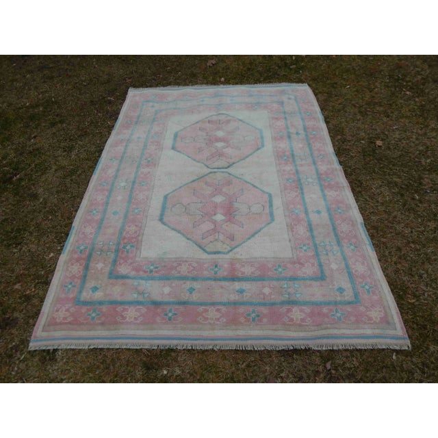 Vintage Distressed Turkish Kars Rug 4′11″ × 6′9″ For Sale - Image 13 of 13