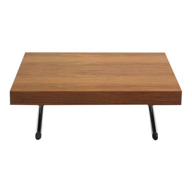 Modern Massive Large Square Walnut Top Chrome Base Coffee Table Chairish