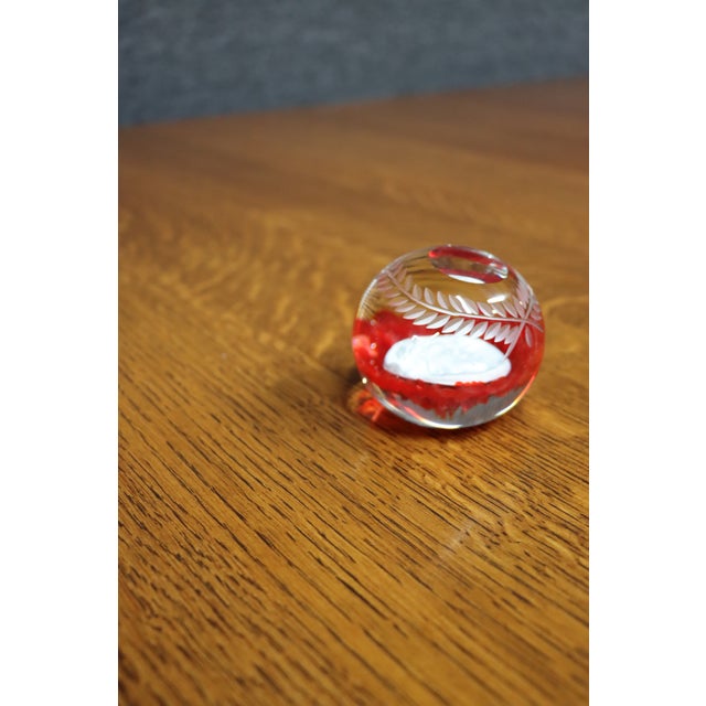 Late 20th Century Ruby Red Intaglio Religious Art Glass Paperweight With Christ Portrait For Sale - Image 5 of 8