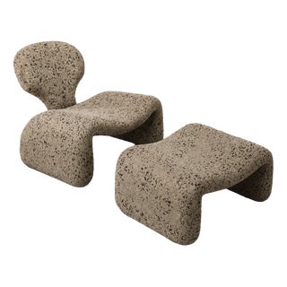 Djinn Chair and Ottoman Set by Olivier Mourgue for Airborne, 1970s, Set of 2 For Sale