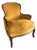 French Louis XV Bergere Chair Is Yellow Velvet and Down Seat, Signed For Sale