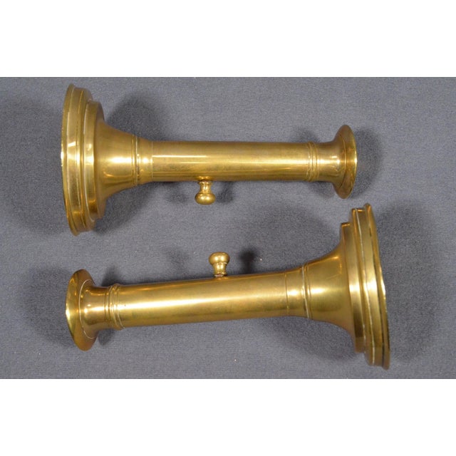 Metal Pair of 19th Century French Brass Push-Up Candlesticks, Circa 1880 For Sale - Image 7 of 9