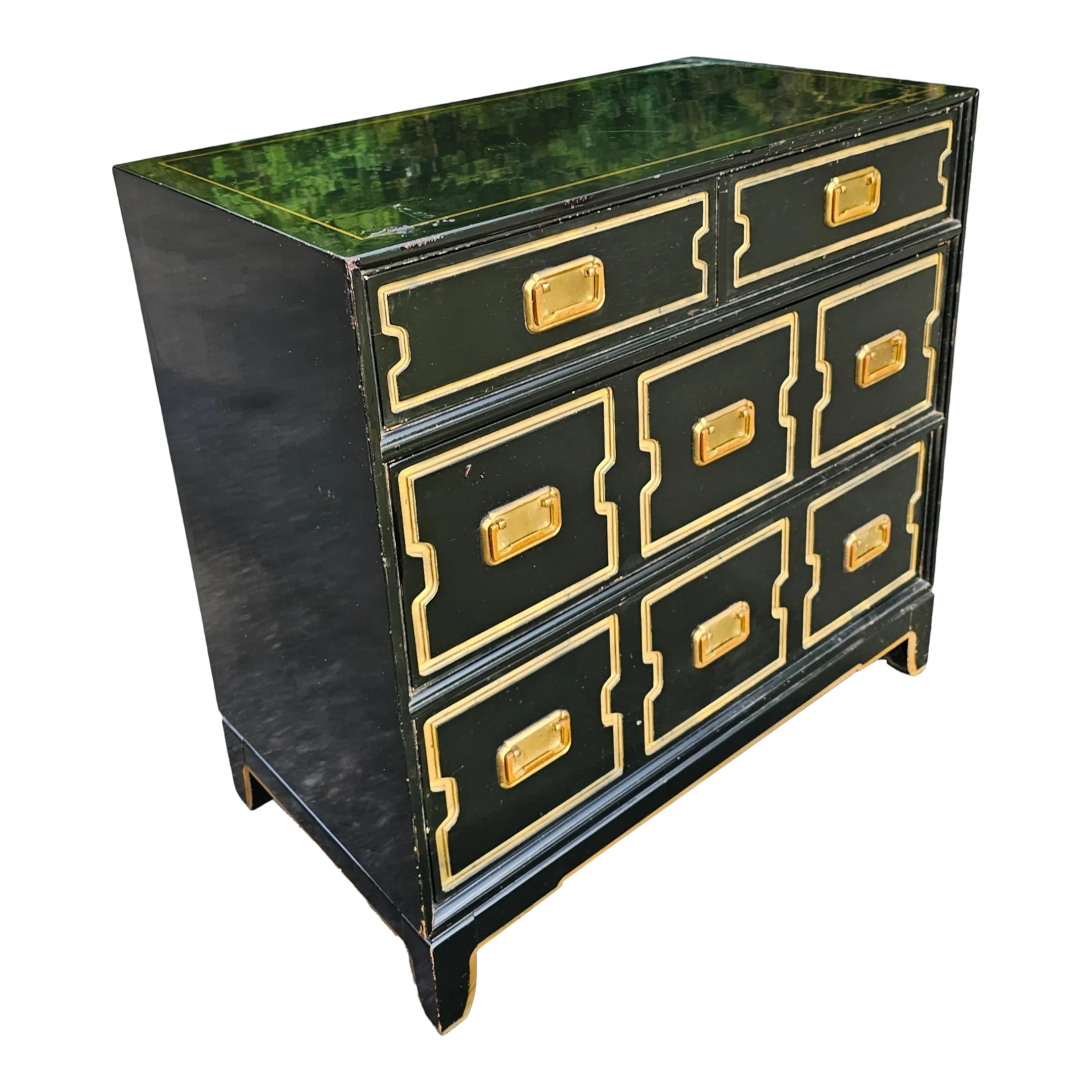 Vintage Black and Gold Dorothy Draper Style Chest | Chairish