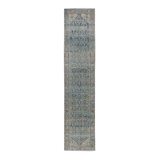 Antique Malayer Persian Long Runner in Blue's With All-Over Design 3'8 X 17'4 For Sale