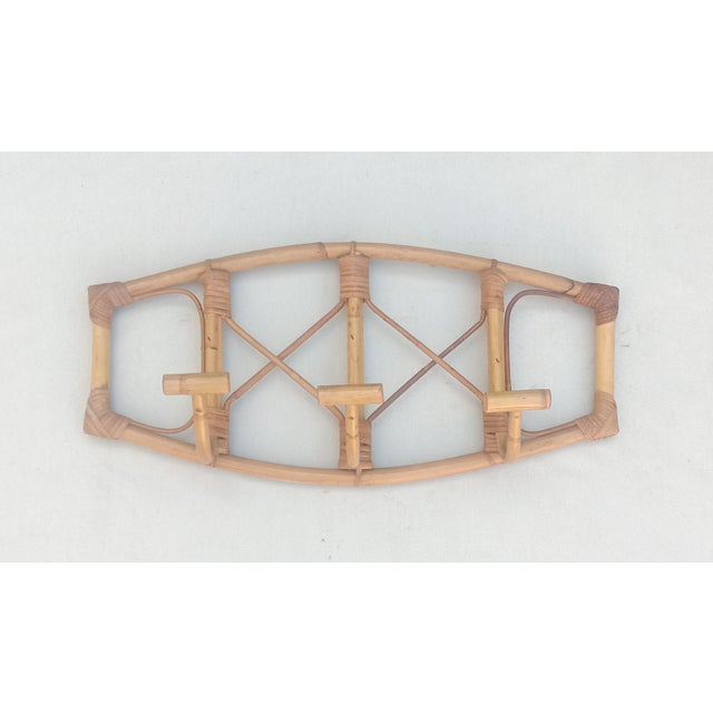 Vintage Rattan Wall Coat Rack, 1970s, in Very Good conditions. Designed 1970 to 1979