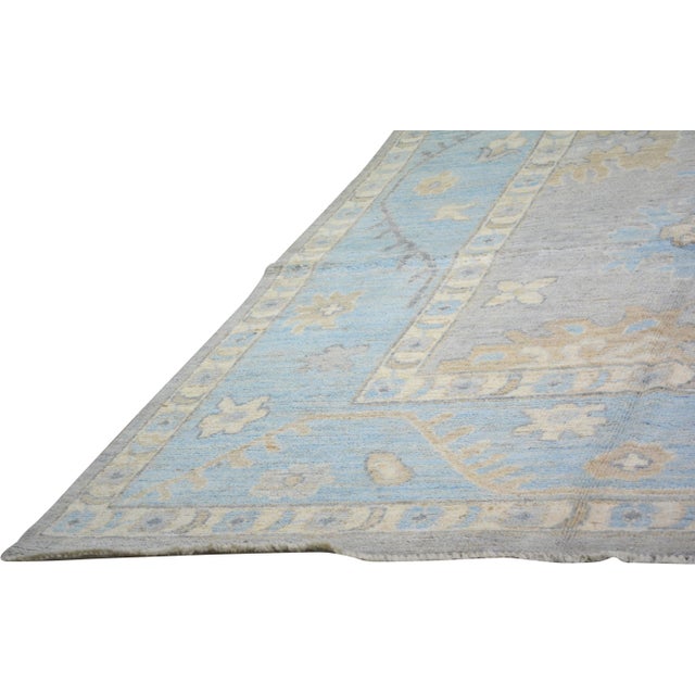 Abstract Pakistani Oushak Hand Knotted Wool Rug, 10'x14'1" For Sale - Image 3 of 6