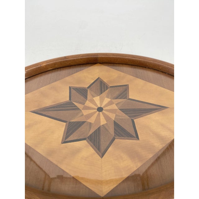 * antique serving tray * around 1900 * Material: wood, brass, glass * Shape: Oval * fine, handcrafted inlays * Diamond and...