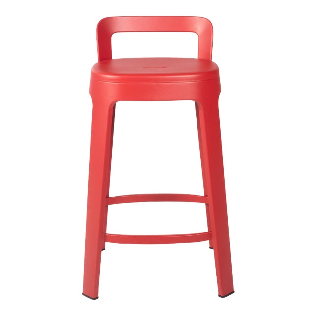 RS Barcelona Ombra Indoor/Outdoor Counter Stool with Backrest, Red For Sale