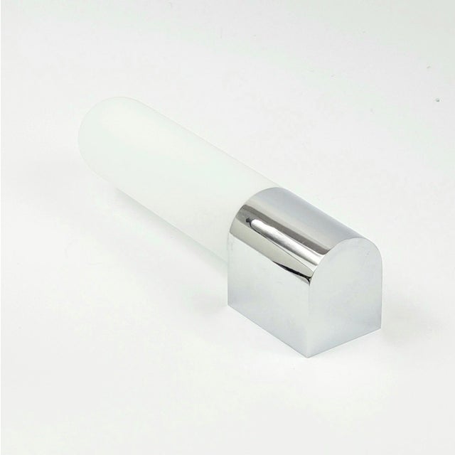 1980s Vintage Opaline Glass and Chrome Wall Sconces from Limburg, Germany, 1970s-1980s, Set of 4 For Sale - Image 5 of 9