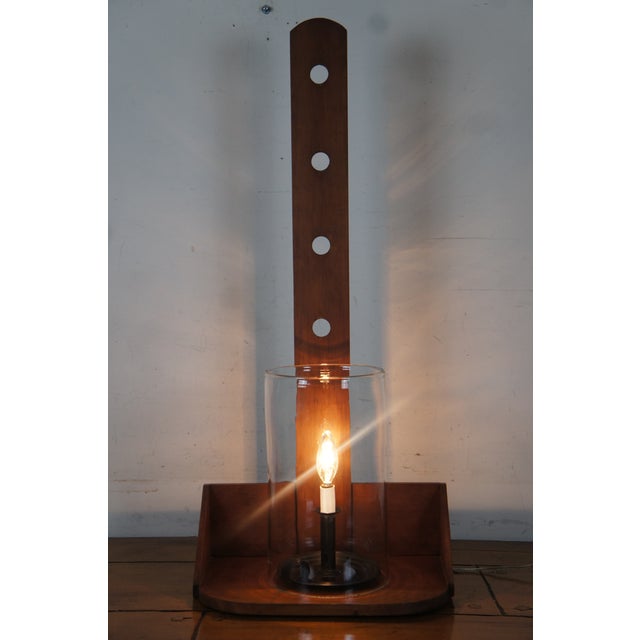1970s 2 Shaker Early American Style Cherry Peg Rail Hurricane Wall Sconce Lights 34" For Sale - Image 11 of 12