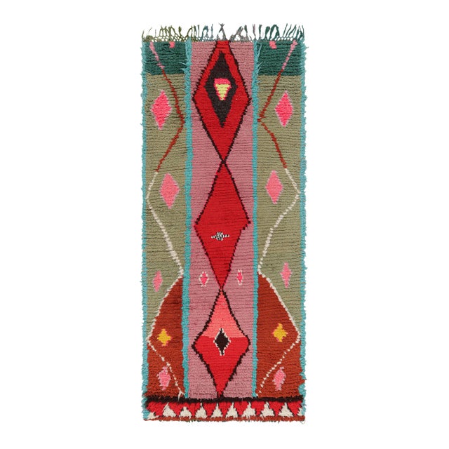 Vintage Moroccan Runner Rug With Multicolor Diamond Medallions, From Rug & Kilim For Sale