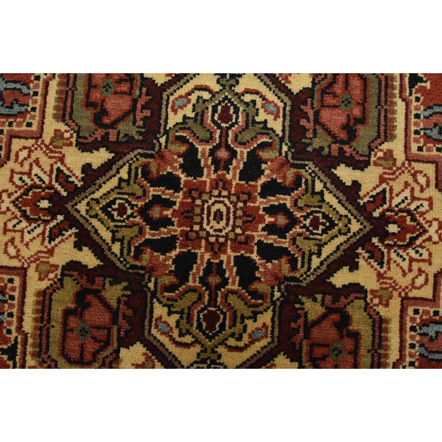 Textile Heriz Runner 4′ X 12’1” Red Wool Tribal Hand-Knotted Oriental Rug For Sale - Image 7 of 13