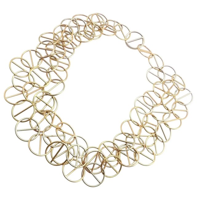 1990s 1990s Hermes Caleche Extra Long or Layered Circle Link Yellow Gold Chain Necklace For Sale - Image 5 of 11