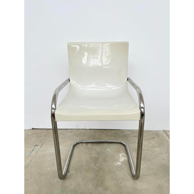 Metal Vintage Space Age Chairs with White Molded Shell and Chrome Tubing, 1970s, Set of 2 For Sale - Image 7 of 18