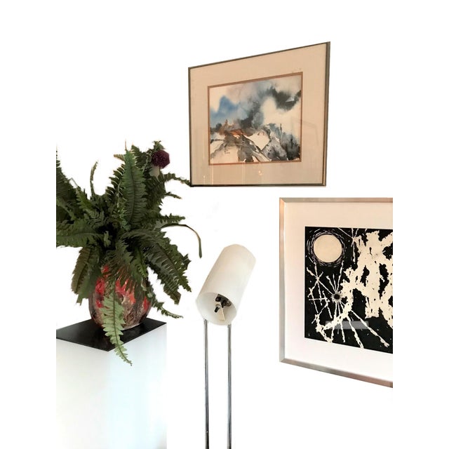 1970s Signed Vintage 1970s Multi Color Abstract Watercolor Painting /Abstract Expressionist Art / Modernist Drawing For Sale - Image 5 of 9